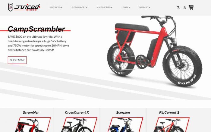 juiced bikes landing page