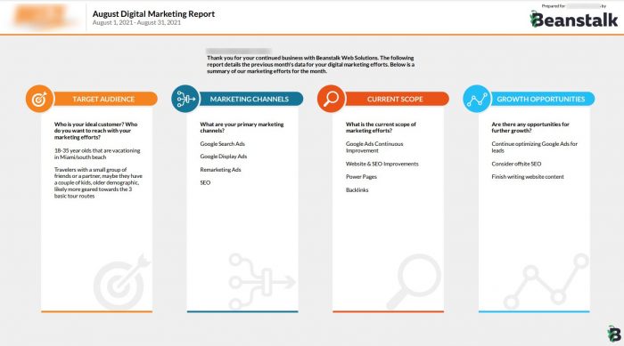 digital marketing report summary